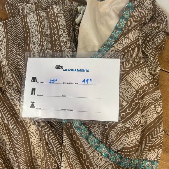 SANGRIA WOMAN Sz 18 Silk Vintage Babydoll Maxi Aqua Bead Tiered Phoebe Buffay - Picture 16 of 16